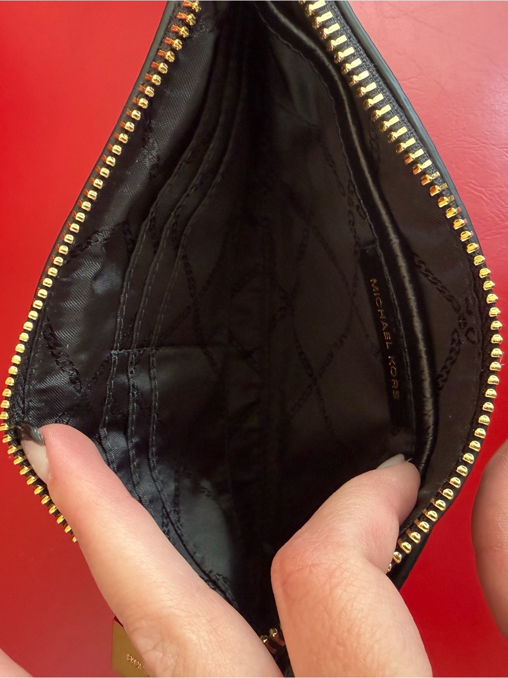 Michael Kors Black Pebbled Leather Wristlet with Gold Hardware - Picture 4 of 5